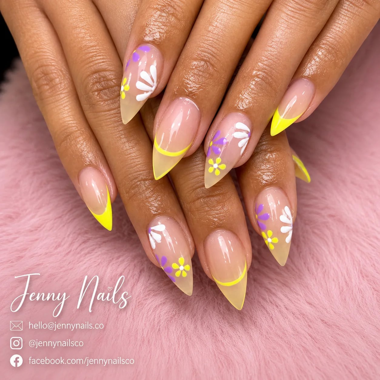 Custom manicure with contrasting nail art details